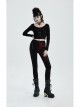 Punk Stretch Weaved Fabric Buttonhole Drawstring Zipper Design Women Trousers