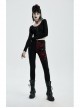 Punk Stretch Weaved Fabric Buttonhole Drawstring Zipper Design Women Trousers