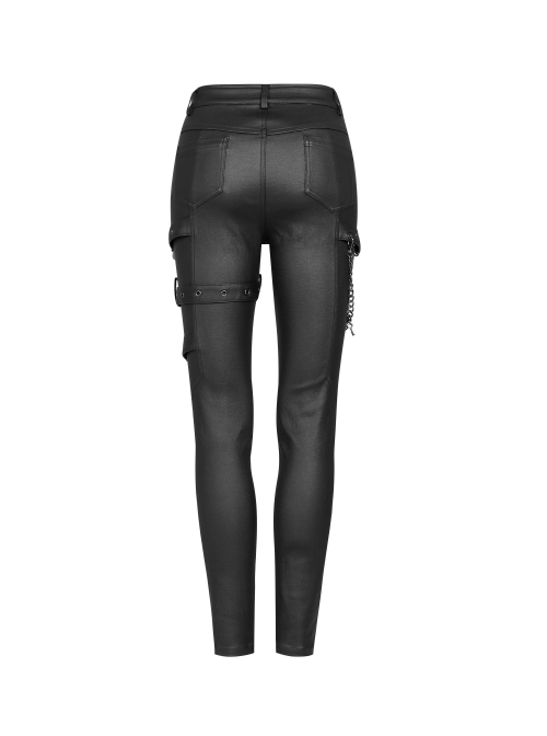Punk Super Stretch Weaved Fabric Metal Love Lock Decoration Sexy Rebellious Tights