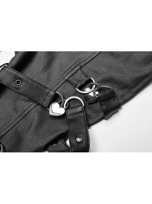 Punk Super Stretch Weaved Fabric Metal Love Lock Decoration Sexy Rebellious Tights