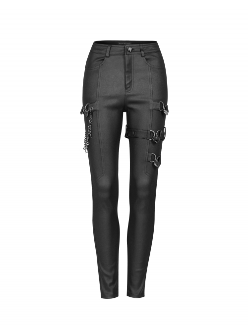 Punk Super Stretch Weaved Fabric Metal Love Lock Decoration Sexy Rebellious Tights