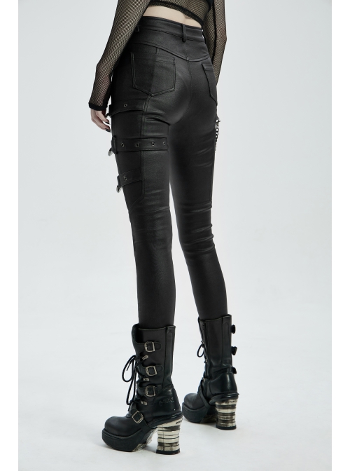 Punk Super Stretch Weaved Fabric Metal Love Lock Decoration Sexy Rebellious Tights