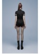 Punk Elastic Red And Black Lattice Stitching Side Rope Decoration Shorts