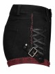 Punk Elastic Red And Black Lattice Stitching Side Rope Decoration Shorts
