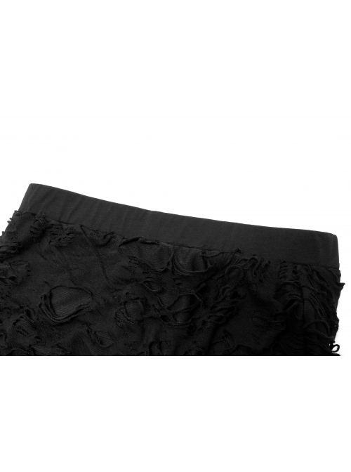 Gothic Knitted Fabric Central Mesh Splicing Design Belt Decoration Flare Long Pants