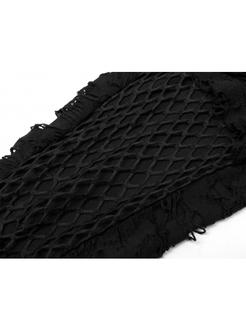 Gothic Knitted Fabric Central Mesh Splicing Design Belt Decoration Flare Long Pants