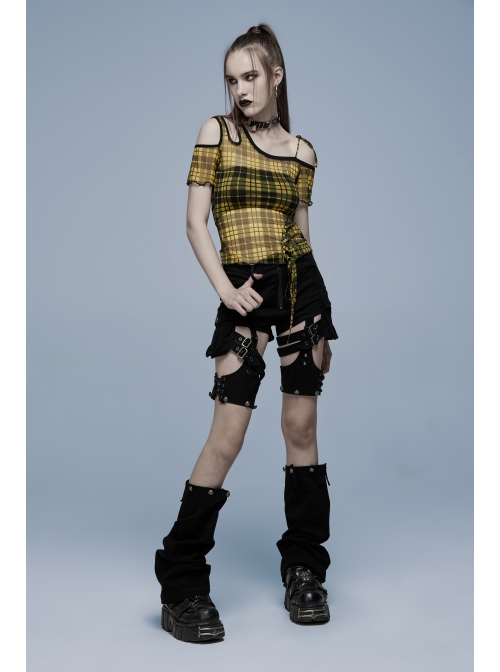 Punk Stretch Weaved Fabric Irregular Hollow Stitching And Detachable Design Stylish Long Pants