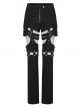 Punk Stretch Weaved Fabric Irregular Hollow Stitching And Detachable Design Stylish Long Pants