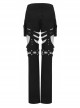 Punk Stretch Weaved Fabric Irregular Hollow Stitching And Detachable Design Stylish Long Pants
