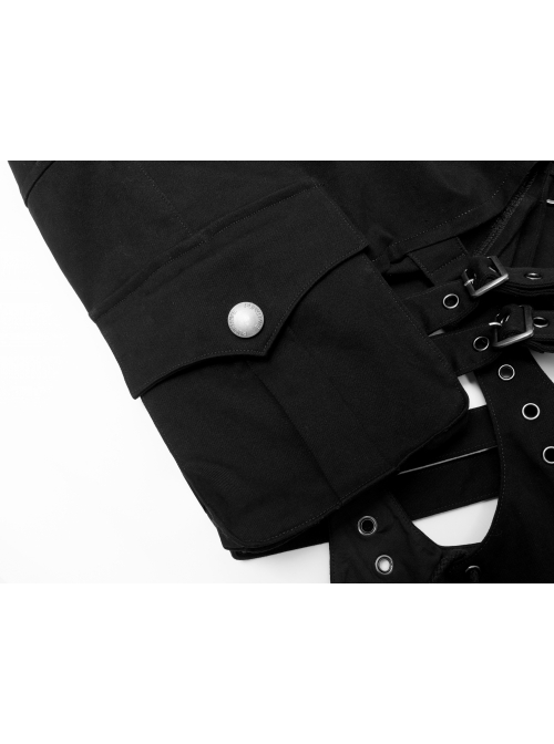 Punk Stretch Weaved Fabric Irregular Hollow Stitching And Detachable Design Stylish Long Pants