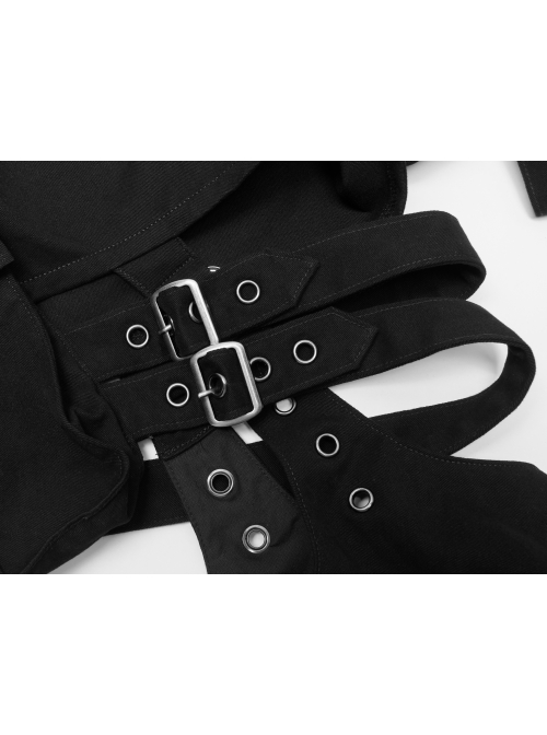 Punk Stretch Weaved Fabric Irregular Hollow Stitching And Detachable Design Stylish Long Pants