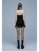 Gothic Stretch Denim Fabric Irregular Ribbon Doodle Pattern Decoration Contrast Color Ragged Jeans