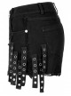 Gothic Stretch Denim Fabric Irregular Ribbon Doodle Pattern Decoration Contrast Color Ragged Jeans
