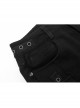 Gothic Stretch Denim Fabric Irregular Ribbon Doodle Pattern Decoration Contrast Color Ragged Jeans