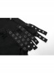 Gothic Stretch Denim Fabric Irregular Ribbon Doodle Pattern Decoration Contrast Color Ragged Jeans