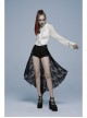 Gothic Coffin Shape Design Lace Print Button Decoration Black Shorts
