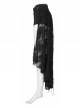 Gothic Coffin Shape Design Lace Print Button Decoration Black Shorts