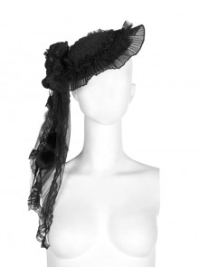 Punk Gorgeous Lace Mesh Folds Frilled Hat Lolita Bear Hat