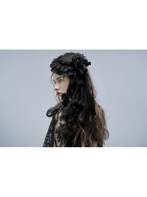 Punk Gorgeous Lace Mesh Folds Frilled Hat Lolita Bear Hat