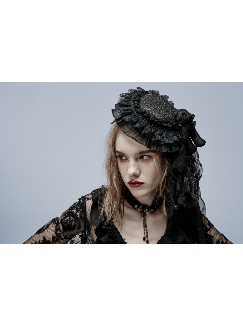 Punk Gorgeous Lace Mesh Folds Frilled Hat Lolita Bear Hat