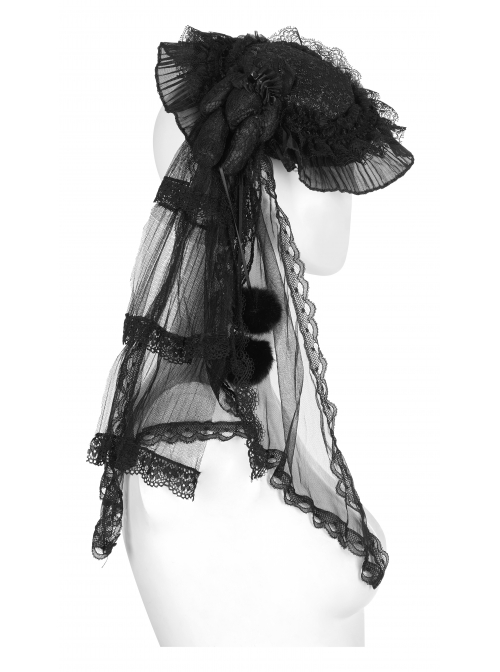 Punk Gorgeous Lace Mesh Folds Frilled Hat Lolita Bear Hat