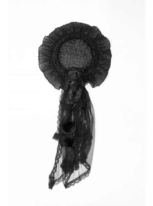 Punk Gorgeous Lace Mesh Folds Frilled Hat Lolita Bear Hat