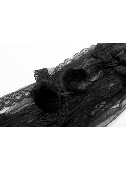 Punk Gorgeous Lace Mesh Folds Frilled Hat Lolita Bear Hat