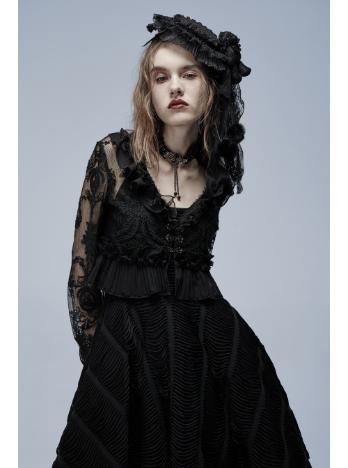 Punk Gorgeous Lace Mesh Folds Frilled Hat Lolita Bear Hat