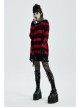 Gothic Irregular Stripe Pattern Hole Design Hem Slit Loose Pullover Sweater
