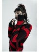 Gothic Irregular Stripe Pattern Hole Design Hem Slit Loose Pullover Sweater