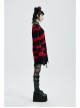 Gothic Irregular Stripe Pattern Hole Design Hem Slit Loose Pullover Sweater