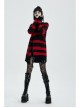 Gothic Irregular Stripe Pattern Hole Design Hem Slit Loose Pullover Sweater