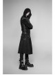 Black Punk Twill Woven Fabric Drawstring Pocket Design Removable Half Skirt