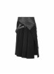 Black Punk Twill Woven Fabric Drawstring Pocket Design Removable Half Skirt