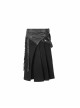 Black Punk Twill Woven Fabric Drawstring Pocket Design Removable Half Skirt