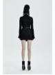 Black Punk Belt Buttonhole Decoration Pinstripe Stretch Weaved Fabric Tight Half Skirt