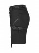 Black Punk Belt Buttonhole Decoration Pinstripe Stretch Weaved Fabric Tight Half Skirt