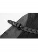 Black Punk Belt Buttonhole Decoration Pinstripe Stretch Weaved Fabric Tight Half Skirt