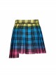 Punk Color Plaid Fabric Front Zipper Design Belt Studs Decoration Plaid Half Skirt