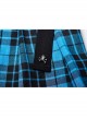 Punk Color Plaid Fabric Front Zipper Design Belt Studs Decoration Plaid Half Skirt