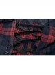 Punk Pink Blue Plaid Tie Rope Design Buttonhole Lace Trim On Hem Dress