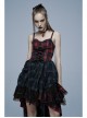 Punk Pink Blue Plaid Tie Rope Design Buttonhole Lace Trim On Hem Dress