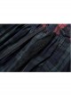 Punk Pink Blue Plaid Tie Rope Design Buttonhole Lace Trim On Hem Dress