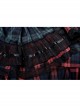 Punk Pink Blue Plaid Tie Rope Design Buttonhole Lace Trim On Hem Dress