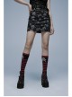 Goth Cotton Stretch Removable Belt Skull Pattern Print Decoration Skirt