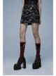 Goth Cotton Stretch Removable Belt Skull Pattern Print Decoration Skirt