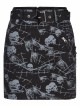 Goth Cotton Stretch Removable Belt Skull Pattern Print Decoration Skirt