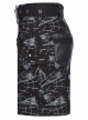Goth Cotton Stretch Removable Belt Skull Pattern Print Decoration Skirt