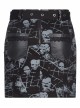 Goth Cotton Stretch Removable Belt Skull Pattern Print Decoration Skirt