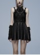 Goth Knitting And Mesh Stitching Metal Belt Decoration Skirt Print Pattern Sexy Cut Dress